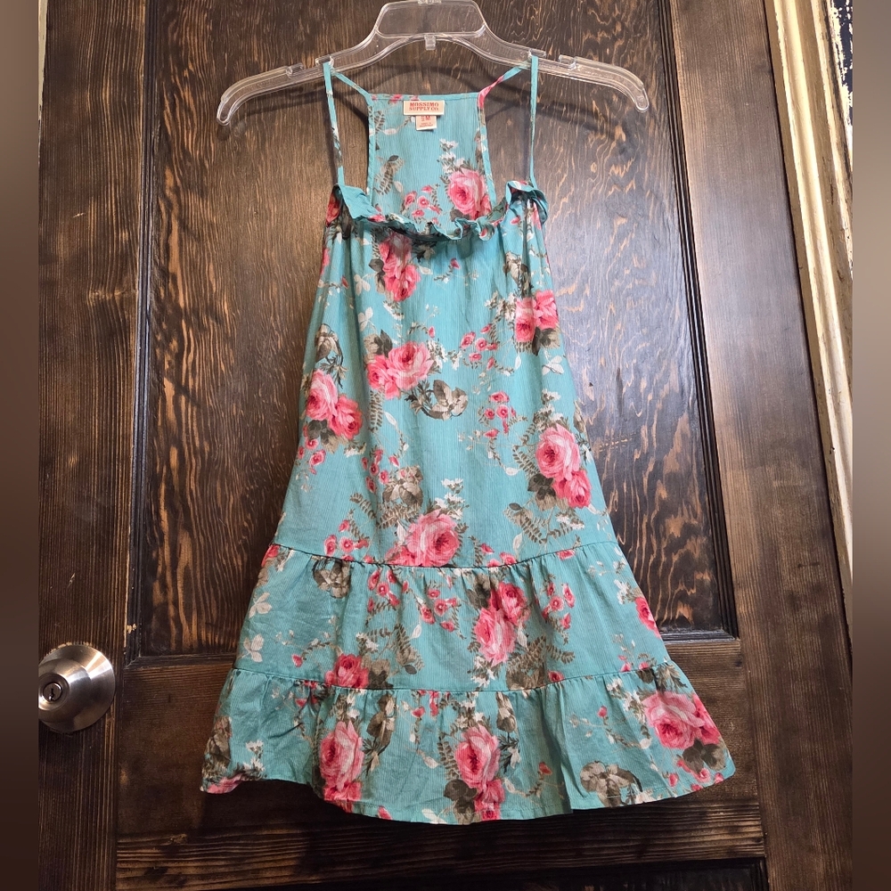 Mossimo Supply Co. Teal Floral Sundress with Pink Accents